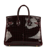 Hermes Birkin 25 Bordeaux Shiny Niloticus Crocodile Gold Hardware
