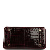 Hermes Birkin 25 Bordeaux Shiny Niloticus Crocodile Gold Hardware