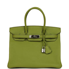 Vintage Hermes Birkin 30 Vert Anis Togo Palladium Hardware
