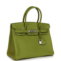 Vintage Hermes Birkin 30 Vert Anis Togo Palladium Hardware