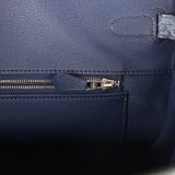 Pre-owned Hermes Birkin 35 Bleu Brighton Matte Porosus Crocodile Palladium Hardware