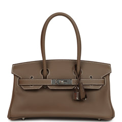 Hermes Shoulder Birkin Light 29 Etoupe Evercolor Palladium Hardware