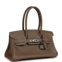 Hermes Shoulder Birkin Light 29 Etoupe Evercolor Palladium Hardware