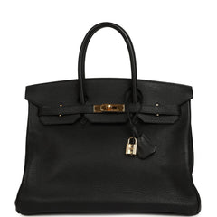Vintage Hermes Birkin 35 Black Togo Gold Hardware