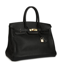 Vintage Hermes Birkin 35 Black Togo Gold Hardware