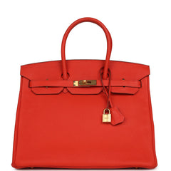 Pre-owned Hermes Birkin 35 Capucine Togo Gold Hardware