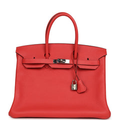 Pre-owned Hermes Birkin 35 Bougainvillea Clemence Palladium Hardware