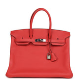 Pre-owned Hermes Birkin 35 Bougainvillea Clemence Palladium Hardware - Thumbnail View 1