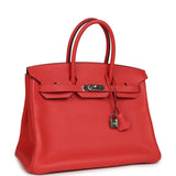 Pre-owned Hermes Birkin 35 Bougainvillea Clemence Palladium Hardware - Thumbnail View 2