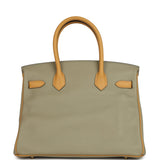 Pre-owned Hermes Special Order (HSS) Birkin 30 Gris Tourterelle and Paille Swift Brushed Gold Hardware - Thumbnail View 4