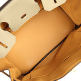 Pre-owned Hermes Special Order (HSS) Birkin 30 Gris Tourterelle and Paille Swift Brushed Gold Hardware - Thumbnail View 8