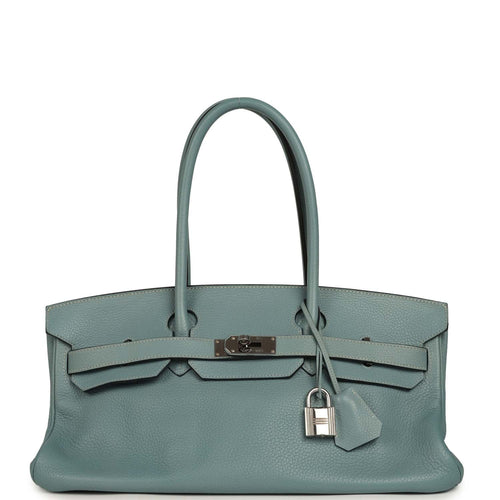 Vintage Hermes Shoulder Birkin 42 JPG Ciel Clemence Palladium Hardware