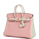 Hermes Special Order (HSS) Birkin 25 Rose Sakura and White Clemence Gold Hardware - Thumbnail View 5