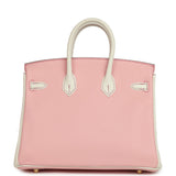Hermes Special Order (HSS) Birkin 25 Rose Sakura and White Clemence Gold Hardware - Thumbnail View 4