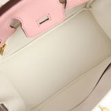 Hermes Special Order (HSS) Birkin 25 Rose Sakura and White Clemence Gold Hardware - Thumbnail View 8