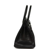 Hermes Birkin 30 Black Matte Porosus Crocodile Palladium Hardware