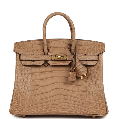 Hermes Birkin 25 Chai Matte Alligator Gold Hardware