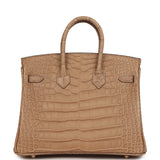 Hermes Birkin 25 Chai Matte Alligator Gold Hardware