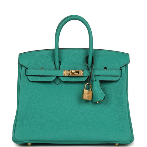 Hermes Birkin 25 Vert Verone Togo Gold Hardware