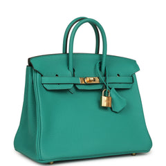 Hermes Birkin 25 Vert Verone Togo Gold Hardware