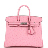 Hermes Birkin 25 Bubblegum Ostrich Palladium Hardware