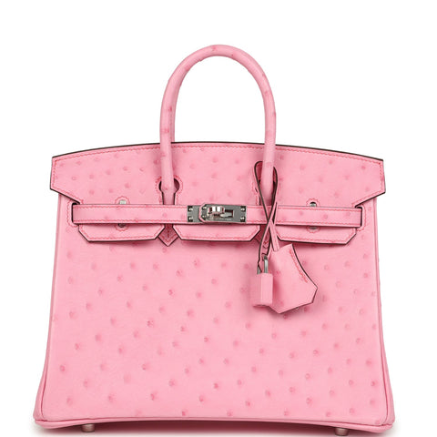 Hermes Birkin 25 Bubblegum Ostrich Palladium Hardware