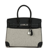 Hermes Birkin 30 Ecru-Black Toile H Canvas and Black Swift Palladium Hardware