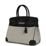 Hermes Birkin 30 Ecru-Black Toile H Canvas and Black Swift Palladium Hardware