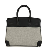 Hermes Birkin 30 Ecru-Black Toile H Canvas and Black Swift Palladium Hardware