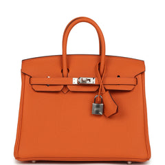 Hermes Birkin 25 Orange Togo Palladium Hardware