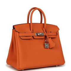 Hermes Birkin 25 Orange Togo Palladium Hardware