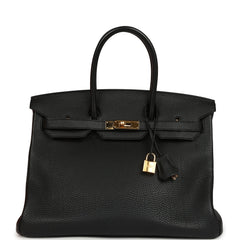 Pre-owned Hermes Birkin 35 Black Togo Gold Hardware