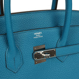 Pre-owned Hermes Birkin 35 Bleu de Galice Togo Palladium Hardware