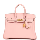 Hermes Special Order (HSS) Birkin 25 Rose Sakura Verso Swift Brushed Gold Hardware - Thumbnail View 1