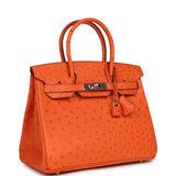 Pre-owned Hermes Birkin 30 Tangerine Ostrich Palladium Hardware
