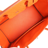 Pre-owned Hermes Birkin 30 Tangerine Ostrich Palladium Hardware