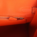 Pre-owned Hermes Birkin 30 Tangerine Ostrich Palladium Hardware