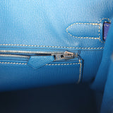 Pre-owned Hermes Birkin 30 Bleu Electric Candy Verso Epsom Palladium Hardware - Thumbnail View 9