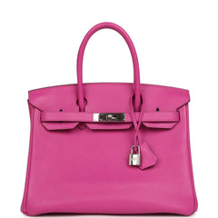 Pre-owned Hermes Birkin 30 Magnolia Clemence Palladium Hardware