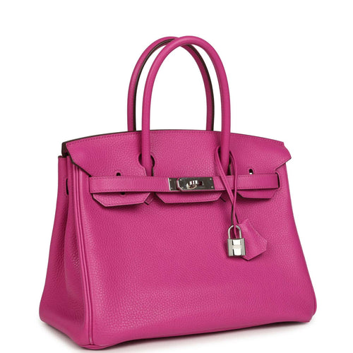 Pre-owned Hermes Birkin 30 Magnolia Clemence Palladium Hardware