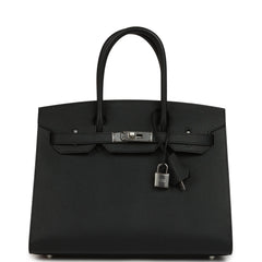 Pre-owned Hermes Birkin Sellier 30 Black Epsom Palladium Hardware
