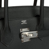 Pre-owned Hermes Birkin Sellier 30 Black Epsom Palladium Hardware - Thumbnail View 7