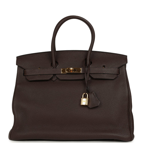 Pre-owned Hermes Birkin 35 Chocolate Togo Gold Hardware
