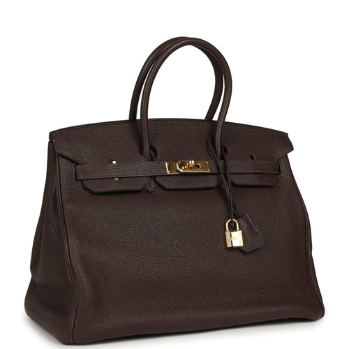 Pre-owned Hermes Birkin 35 Chocolate Togo Gold Hardware