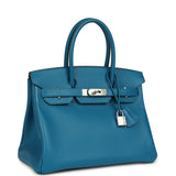 Pre-owned Hermes Birkin 30 Bleu Izmir Epsom Palladium Hardware - Thumbnail View 2
