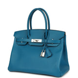 Pre-owned Hermes Birkin 30 Bleu Izmir Epsom Palladium Hardware - Thumbnail View 5