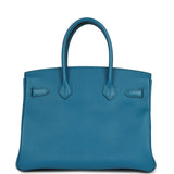 Pre-owned Hermes Birkin 30 Bleu Izmir Epsom Palladium Hardware - Thumbnail View 4