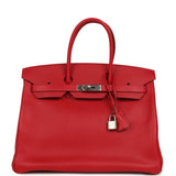 Pre-owned Hermes Birkin 35 Rouge Casaque Epsom Palladium Hardware - Thumbnail View 1