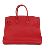 Pre-owned Hermes Birkin 35 Rouge Casaque Epsom Palladium Hardware - Thumbnail View 4