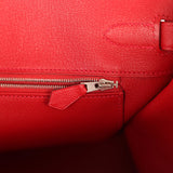 Pre-owned Hermes Birkin 35 Rouge Casaque Epsom Palladium Hardware - Thumbnail View 9
